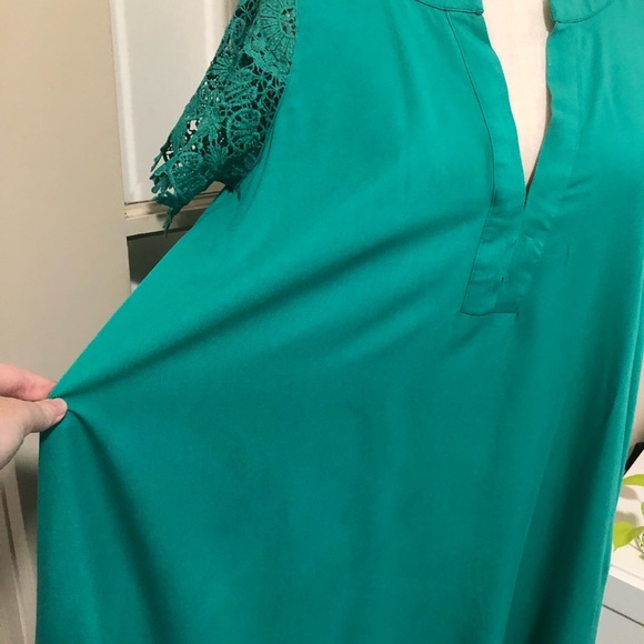BOHEMIAN TRADERS Dreamer Dress in Emerald Green, lace short sleeves, size XS-12 - Picture 7 of 13